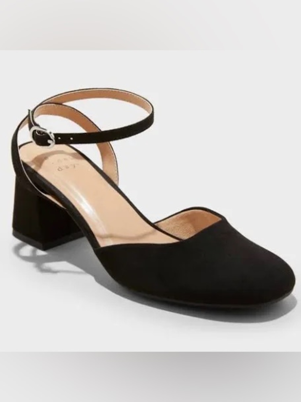 A New Day Alexa Classic Black Ankle-Strap Block Heel Pumps